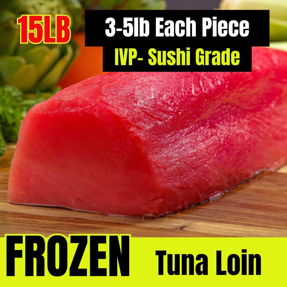 【Sushi Grade】3-5lb Filet de thon, Surgelé 15LB