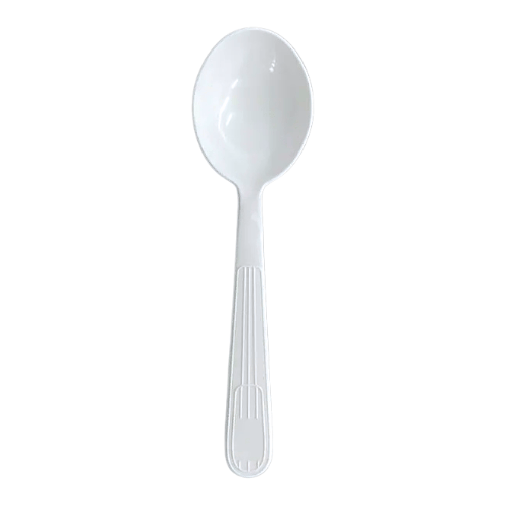 [Heavy Plastic Spoon Cutlery] White Soup Spoon 1000CT
