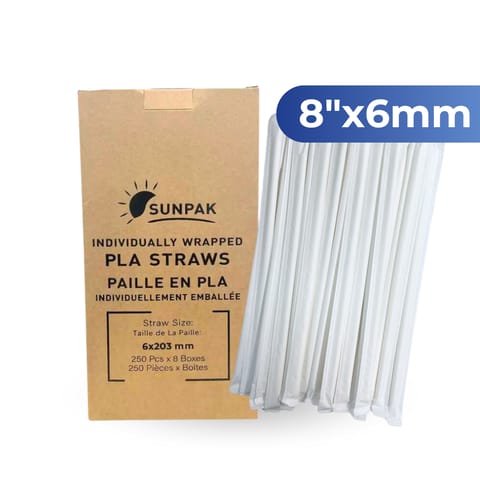 8" x 6mm Pailles PLA emballées 8 x 250CT