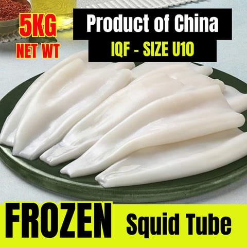 U10 Squid Tube, China Net Weight 100%, IQF Frozen 5KG