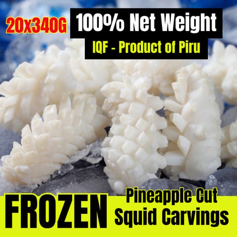 Squid Pineapple Cut, Net Weight 100%, IQF Frozen 20 x 340G