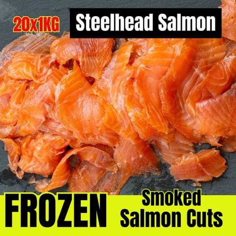 【DOM】Smoked Steelhead Salmon Cuts, Frozen 20 x 1KG