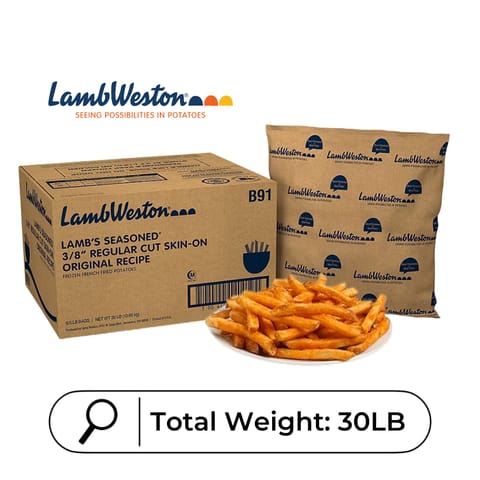 【Lamb Weston】3/8" Frozen Seasoned Regular Cut Fries 30LB