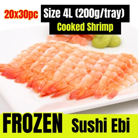 4L Cooked Sushi Ebi Shrimp , Frozen 20TRAY x 30PC (200G)