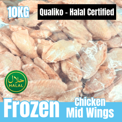 Ailerons de poulet / Segments d'ailerons, (Articulation médiane) Halal, Surgelé 10KG